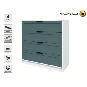 Kомод Тренд КТ-К100 (Белый ЛДСП/ Верде ЛМДФ) Ш1000 В1020 Г451 Kомод Тренд КТ-К100 (Белый ЛДСП/ Верде ЛМДФ) Ш1000 В1020 Г451